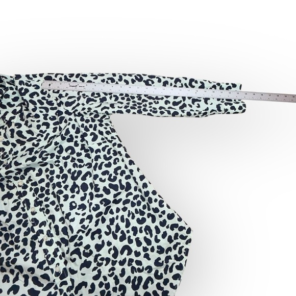 TALBOTS CLASSIC COTTON SHIRT - GRAPHIC CHEETAH Willow Green/Navy Plus 1X - Picture 10 of 12